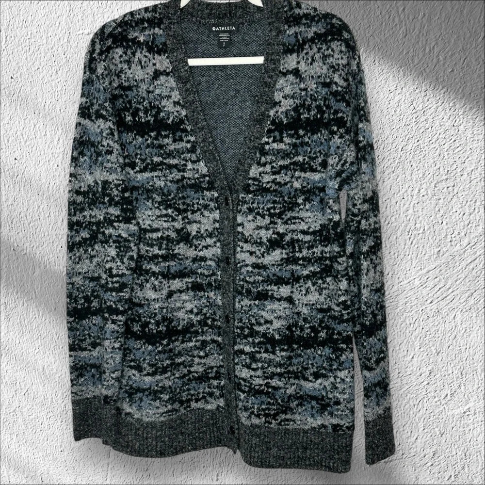 Athleta Westlake Texture Wool Blend Button Down Cardigan size Small Athlete Warm